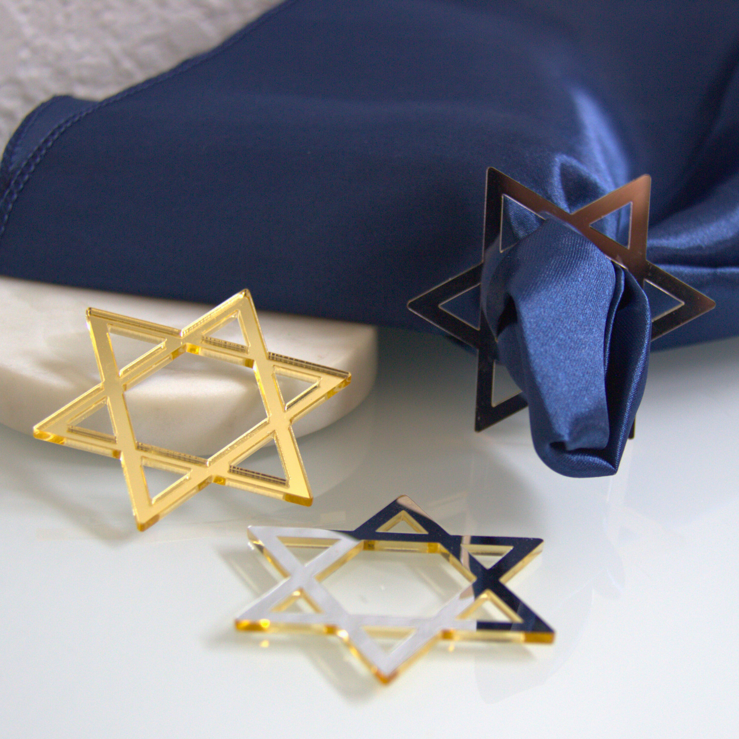 L2L Magen David Napkin Ring, Gold & Silver, Set of 6