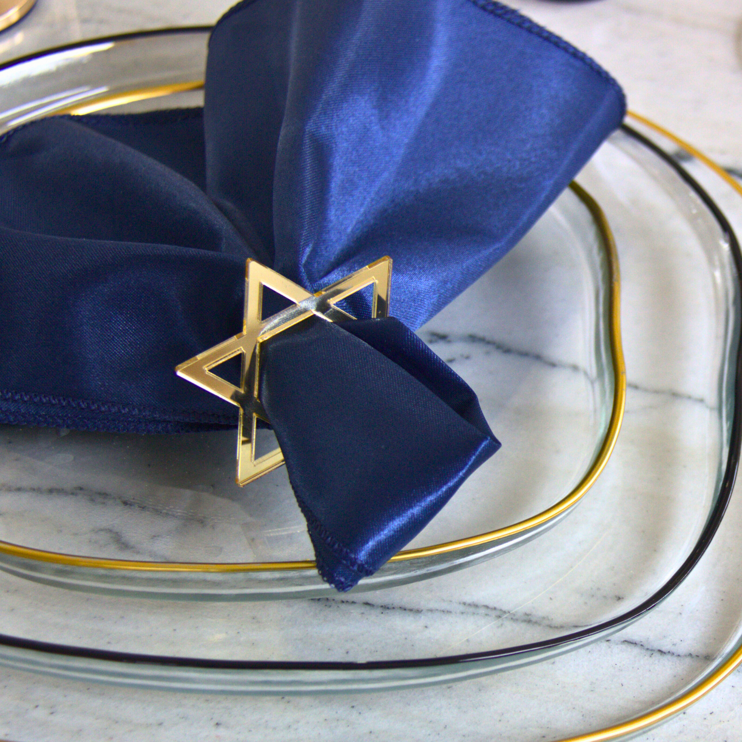 L2L Magen David Napkin Ring, Gold & Silver, Set of 6