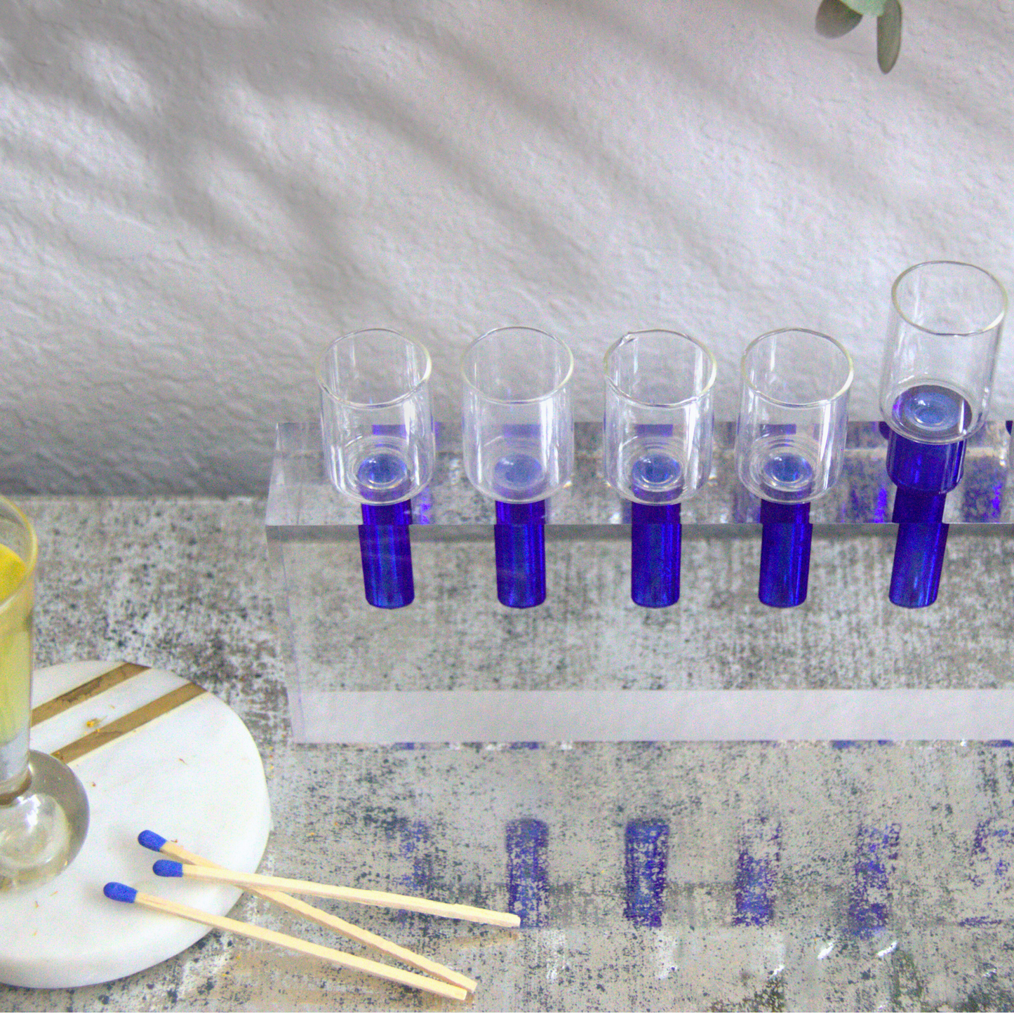 L2L Acrylic Menorah, Clear & Blue