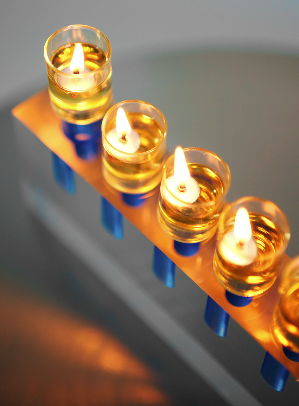 L2L Acrylic Menorah, Clear & Blue